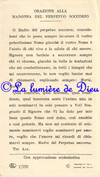 Orazione alla Madonna del perpetuo soccorso