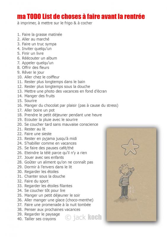 TO DO liste des vacances ...