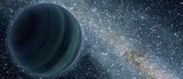 Illustration d'un corps de la masse de Jupiter flottant dans la galaxie.