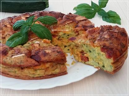 CLAFOUTIS AUX COURGETTES,CHORIZO,CHEVRE ET BASILIC