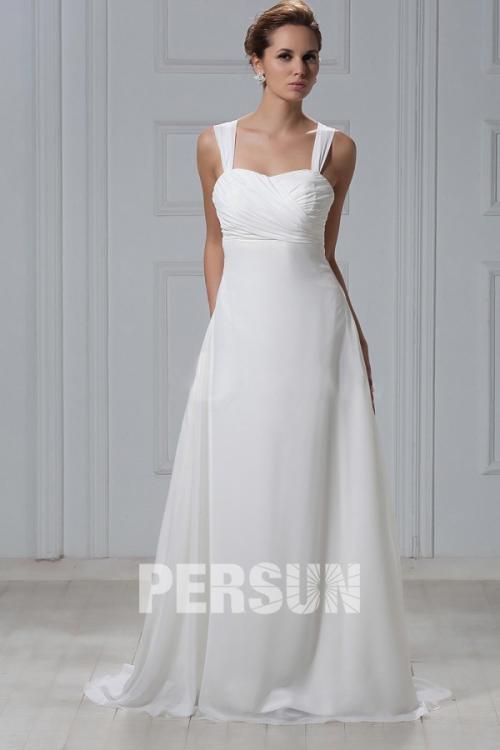 Robe de mariée plage Fourreau / Colonne avec bretelle à traîne Court
