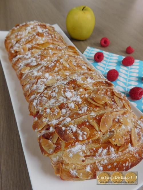 Tresse feuilletée pomme framboise