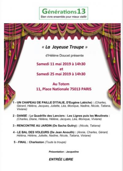 Représentation de "La Joyeuse Troupe" au Totem