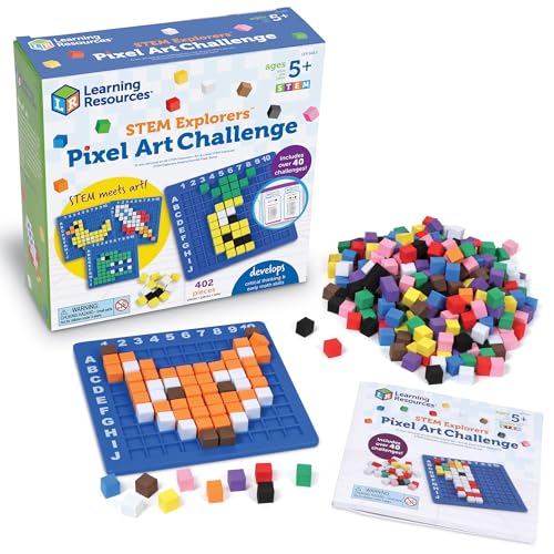 Learning Resources- Art du Pixel Explorers, 402 pièces, à partir de 5 Ans, Jouets, Programmation élémentaire pour Enfants, activités STEM pour la Classe, LER9463, Multicolore, Medium