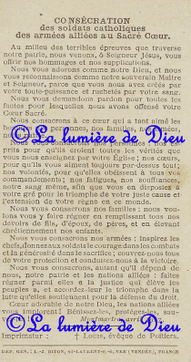 Consécration des soldats catholiques des armées alliées au Sacré Cœur