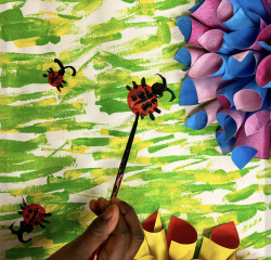 Fresque printemps : fleurs en volume