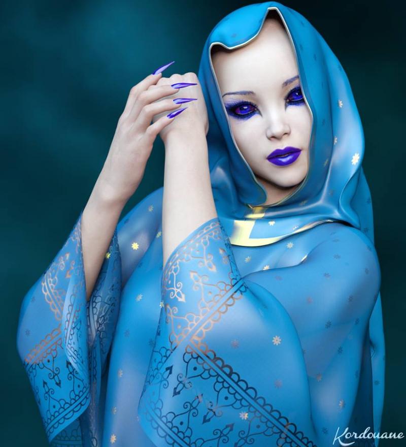 Portrait de femme fantasy en bleu (Daz Studio)