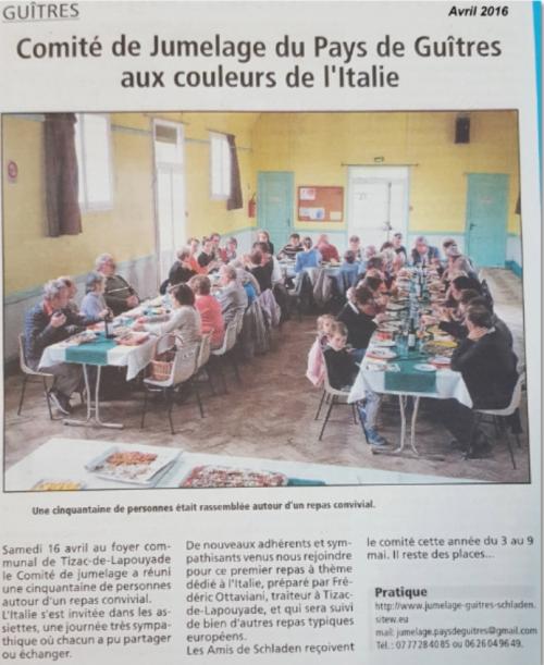 Repas italien du 16 avril 2016