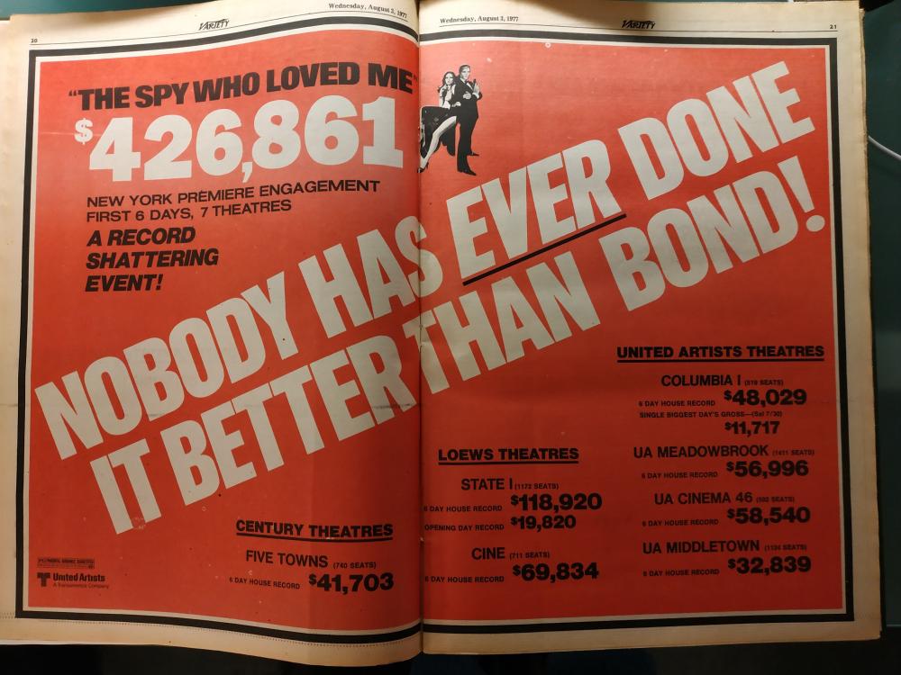 THE SPY WHO LOVED ME BOX OFFICE USA 1977