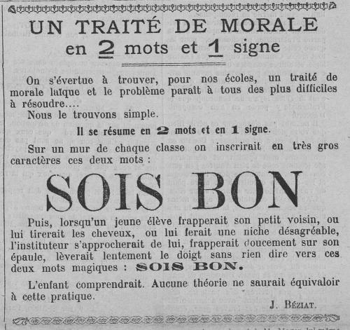 Sois bon (Le Fraterniste, 4 juillet 1912)