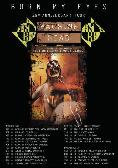 MACHINE HEAD va célébrer les 25 ans de l'album Burn My Eyes sur scène ; deux dates en France annoncées