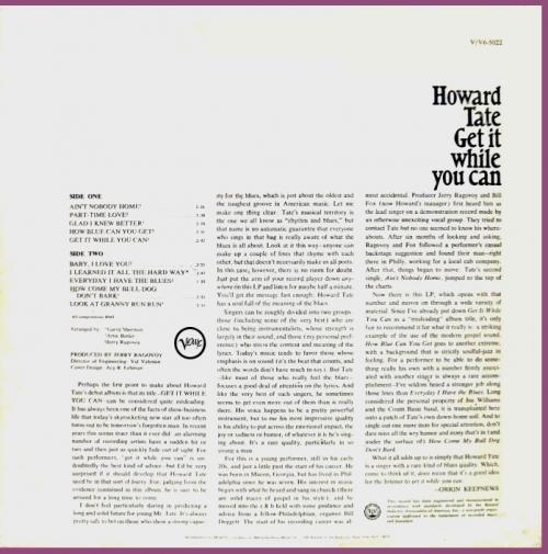 Howard Tate : Album " Get It While You Can " Verve Records V6-5022 [ US ]