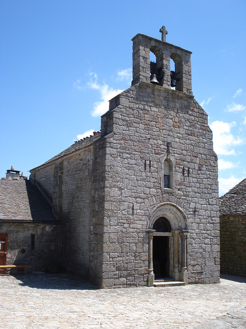 La Garde-Guérin, église, façade et clocher-mur.JPG