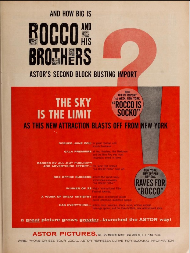 ROCCO AND HIS BROTHERS box office USA 1961