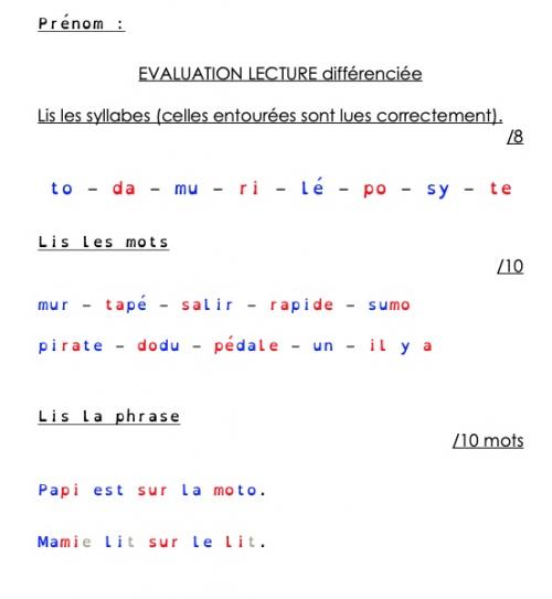Evaluation lecture (différenciation)