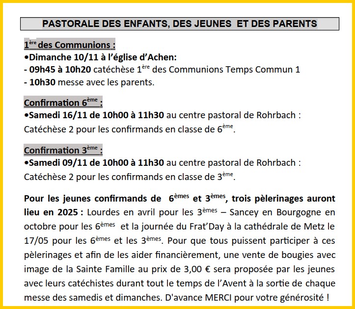 PASTORALE DES ENFANTS ET DES PARENTS