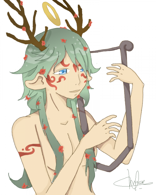 • Femme cerf en cours de coloriage