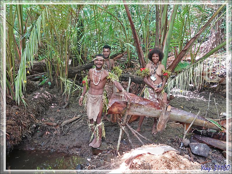 Nous sommes accueillis dans un plantation de sagoutiers où nous assisterons à l'extraction et la manipulation du sagou - Tufi - Maclaren Harbour - Province d'Oro - Papouasie Nouvelle-Guinée