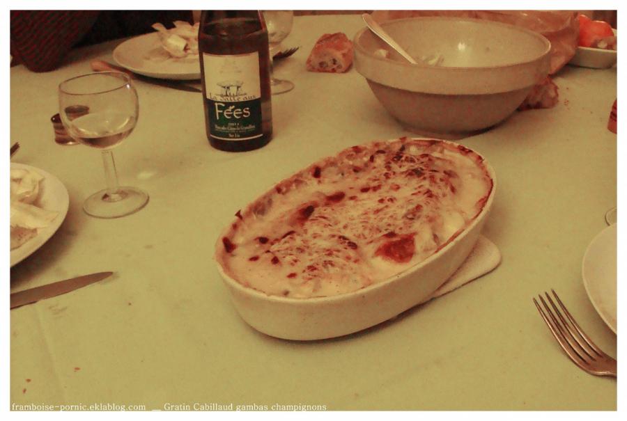 Gratin de dos cabillaud gambas et champignons