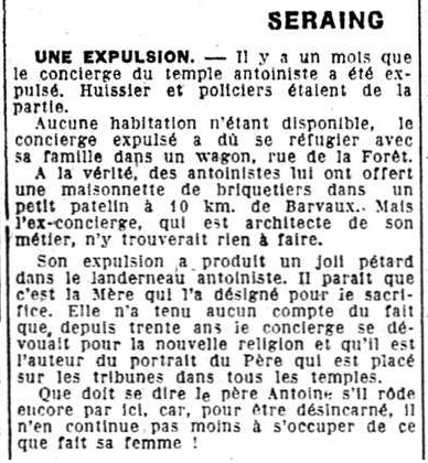 Seraing - Une expulsion - Fr.Tinlot (La Wallonie, 9 août 1928)(Belgicapress)