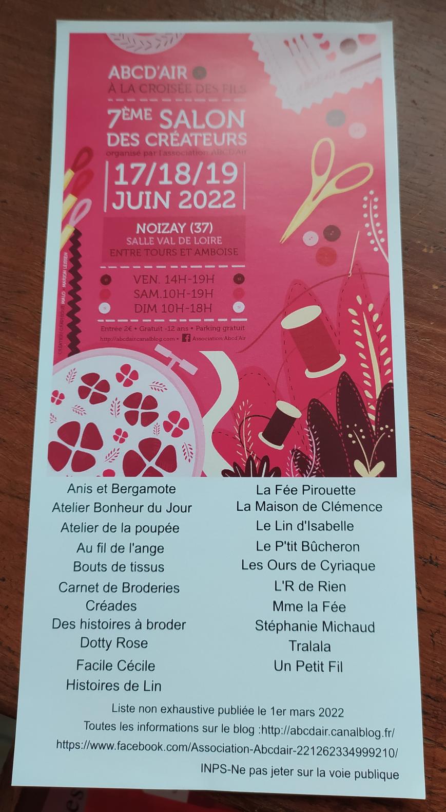 Dates salon mai / juin 2022
