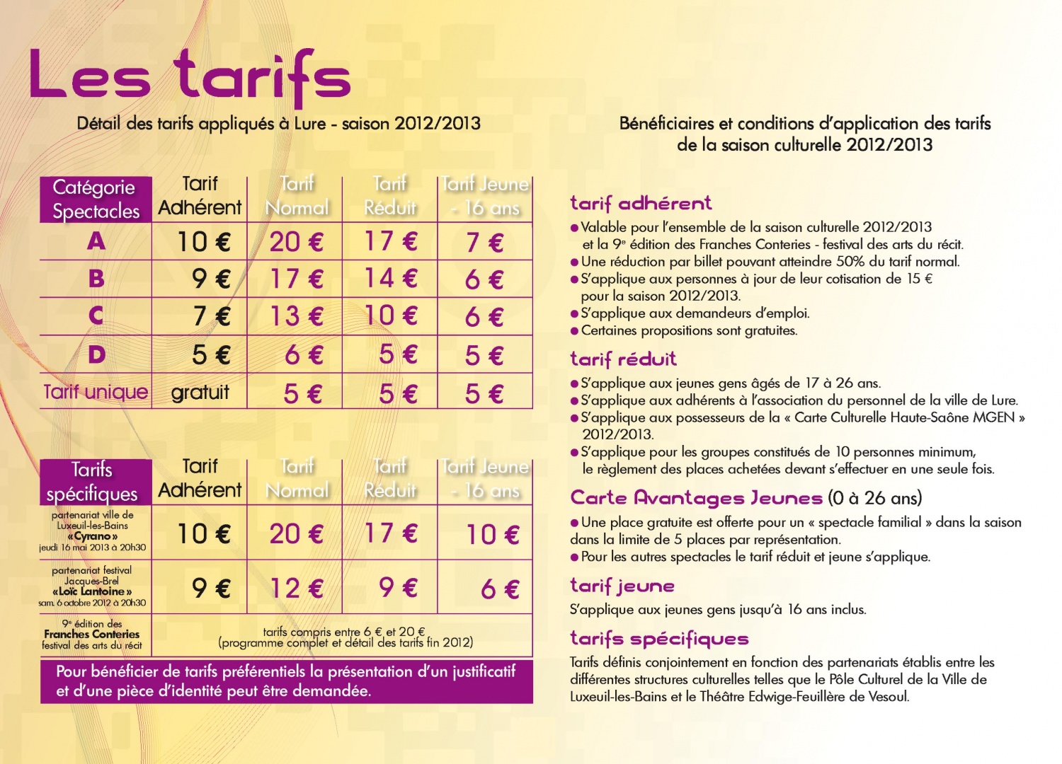 Les tarifs