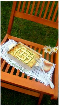 FLAN D'AVOINE,RIZ COMPLET,COURGETTE AUX 2 FROMAGES