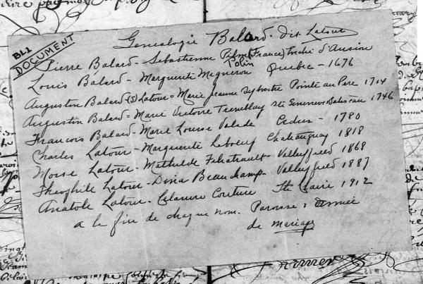 Généalogie Balard dit Latour