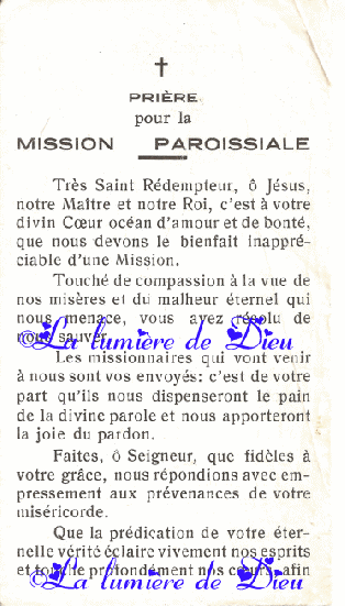 Prière pour la mission paroissiale