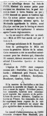 23.3.1929 à Tizi-Ouzou Amical OTO-MCA 3-3
