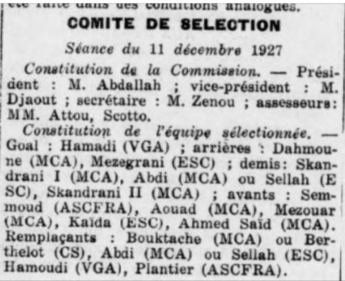 MCA 1927/1928 en Force en Sélection d'Alger