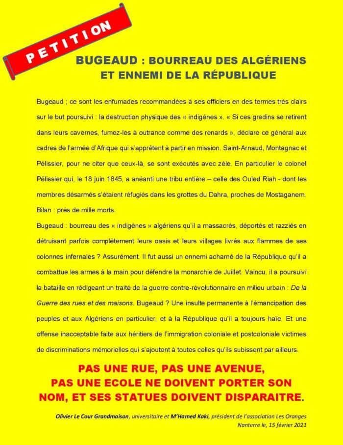 «Boucher», «Criminel», «avenue  des Enfumades»… Quand SOS Racisme remet Bugeaud   à sa place