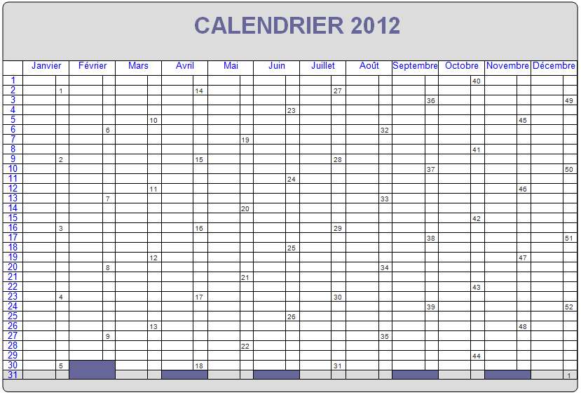 CALENDRIERS ANNUELS - LE PC DE LA LICORNE