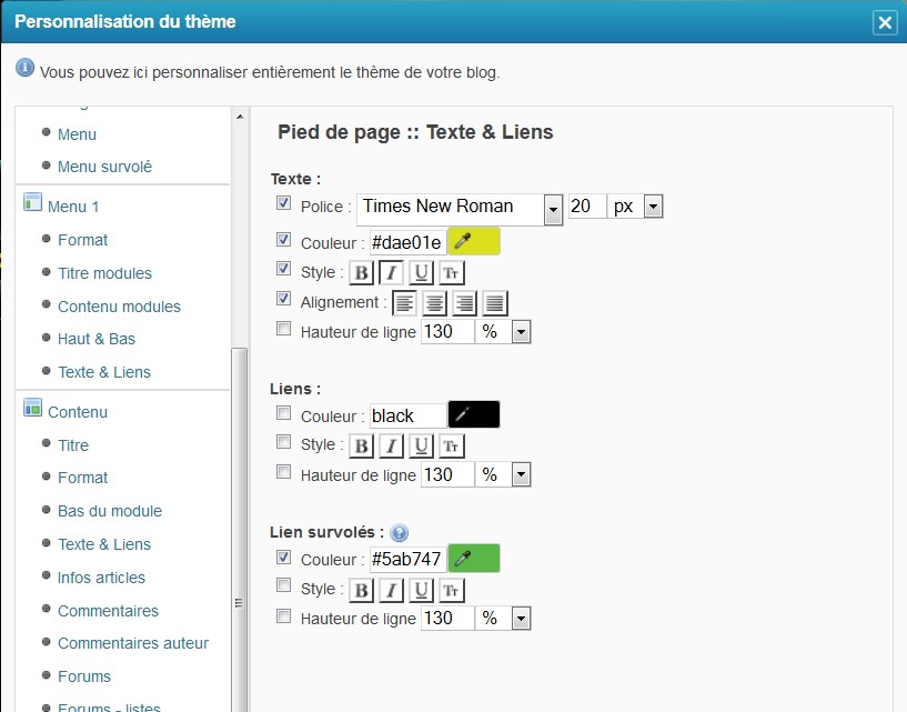 Exemple de thème à l'usage des débutants