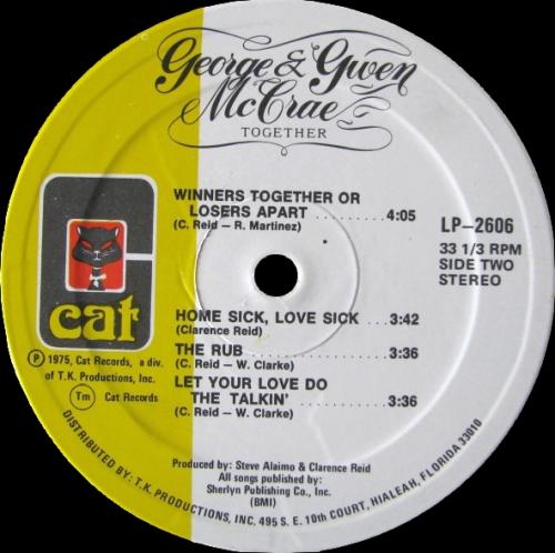 George & Gwen McCrae : Album " Together " Cat Records LP-2606 [ US ]