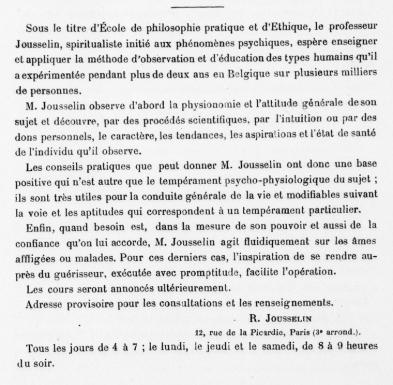 Dissidence de M. Jousselin 