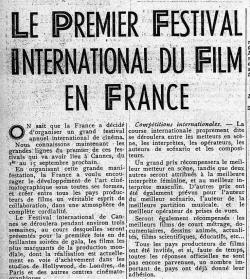  LE PREMIER FESTIVAL INTERNATIONAL DU FILM EN FRANCE (1) 10 août 1939