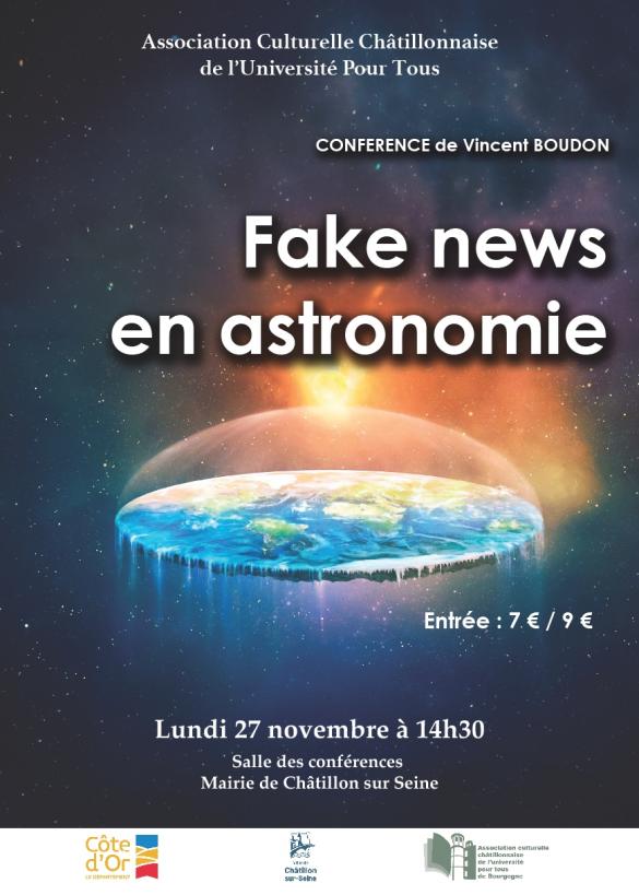 "Fake news en Astronomie", une conférence de Vincent Boudon pour l'Association Culturelle Châtillonnaise