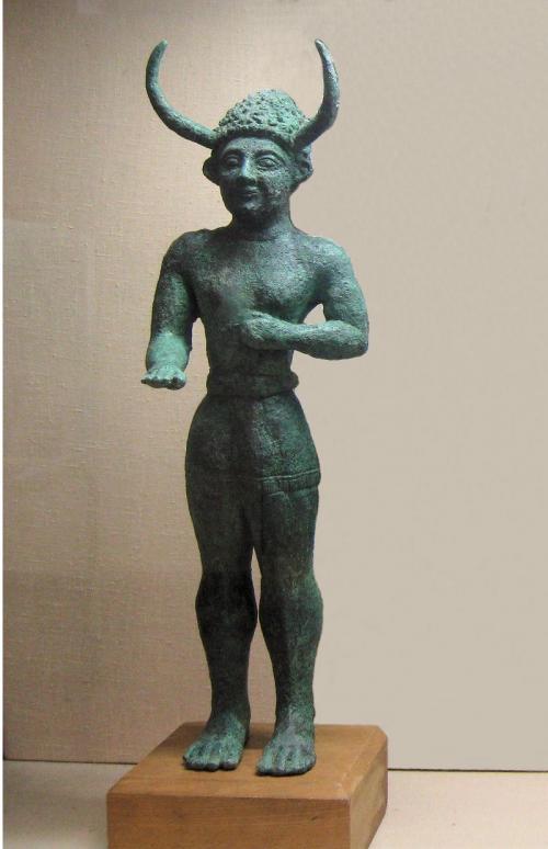 Dieu des peuples de la mer du Nord, statuette de bronze, Enkomi, Chypre.jpg