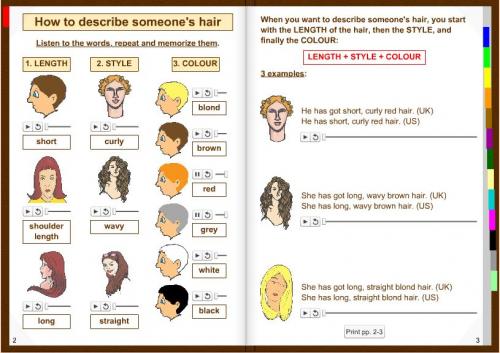 Anglais, "physical description"