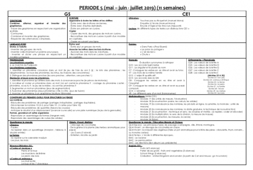 Détails de la période 5 (GS/CE1 - 2018/2019)