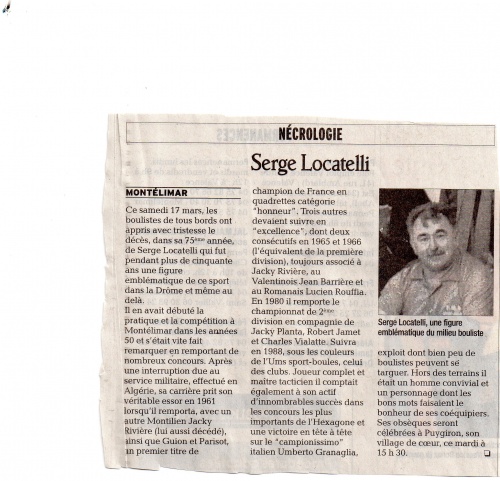 UNE FIGURE DU SPORT BOULE  NOUS QUITTE