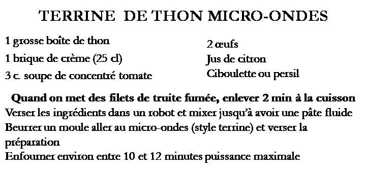 Terrine de thon au micro-ondes