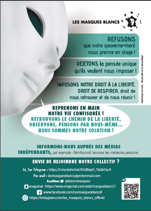 Avec LES MASQUES BLANCS, samedi 6 avril 2024 à CHALLANS, place du Champ de Foire
