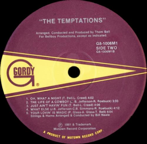 The Temptations : Album " The Temptations " Gordy Records G8-1006 M1 [ US ] le 07 Aout 1981