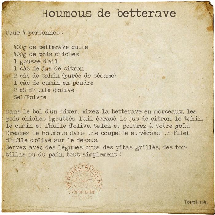 Houmous rouge (à la betterave)