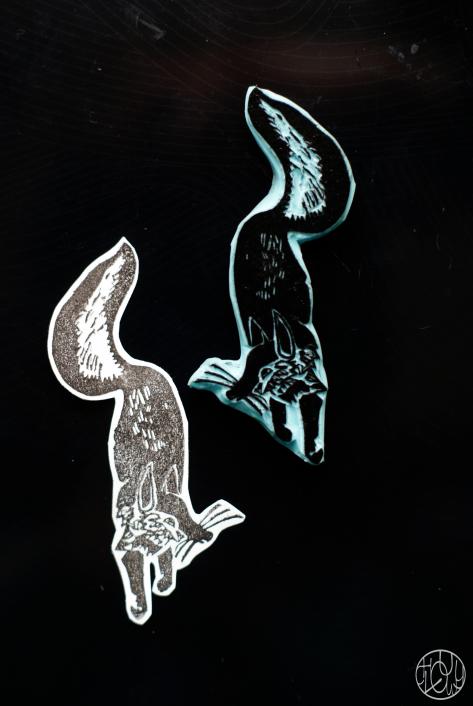 Défi gravure 33/52 - Tampon de renard (encore !)