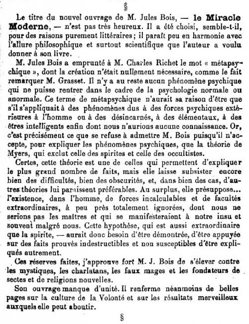 Jules Bois, Le miracle moderne (1907)