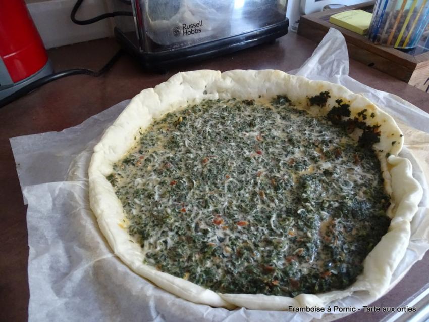 Tarte aux orties tomates séchées et lardons fumés