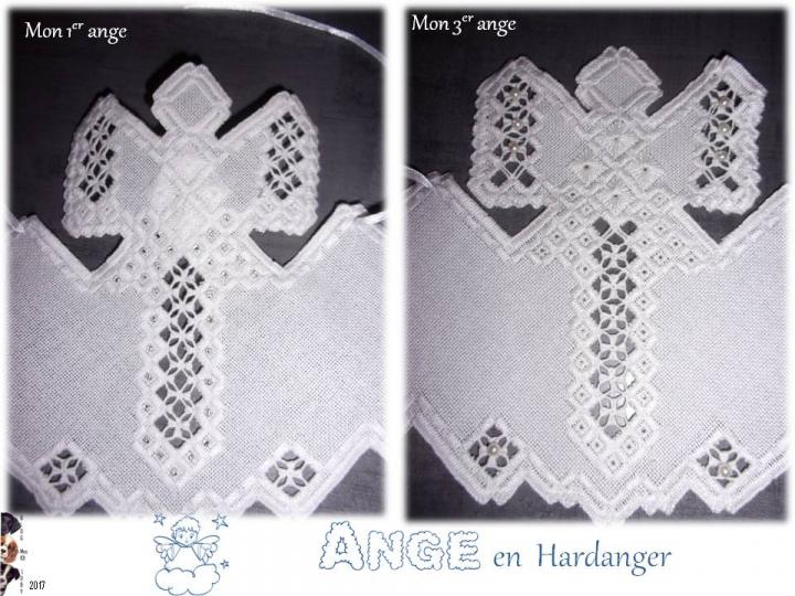 3ème ange en hardanger avec perles de culture